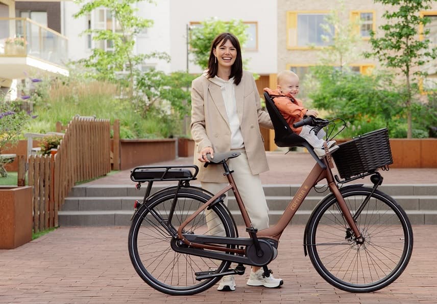 Elektrische Cortina moederfiets met kinderzitje